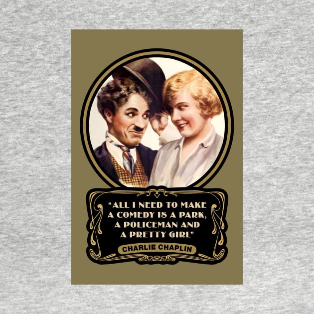 Charlie Chaplin Quotes: "All I Need To Make A Comedy Is A Park, A Policeman And A Pretty Girl" by PLAYDIGITAL2020